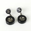 Chanel 2003 Coco Mark 黑色摇摆圆形耳环