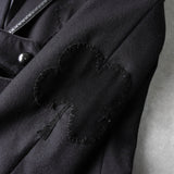 ナンバーナイン 2006AW パッチワーク レザー切り替え ウール チェスターコート ブラック - NEWSED