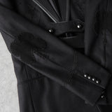 ナンバーナイン 2006AW パッチワーク レザー切り替え ウール チェスターコート ブラック - NEWSED