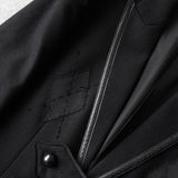 ナンバーナイン 2006AW パッチワーク レザー切り替え ウール チェスターコート ブラック - NEWSED