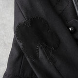 ナンバーナイン 2006AW パッチワーク レザー切り替え ウール チェスターコート ブラック - NEWSED