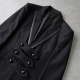 ナンバーナイン 2006AW パッチワーク レザー切り替え ウール チェスターコート ブラック - NEWSED