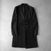 ナンバーナイン 2006AW パッチワーク レザー切り替え ウール チェスターコート ブラック