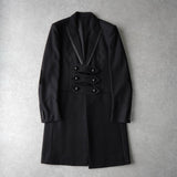 ナンバーナイン 2006AW パッチワーク レザー切り替え ウール チェスターコート ブラック - NEWSED