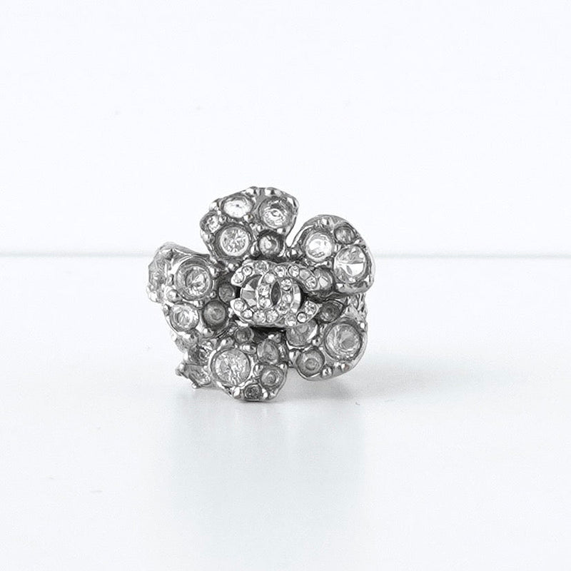 シャネル 2007SS ココマーク カメリア ラインストーン シルバー 指輪 リング 12.5号 - NEWSED