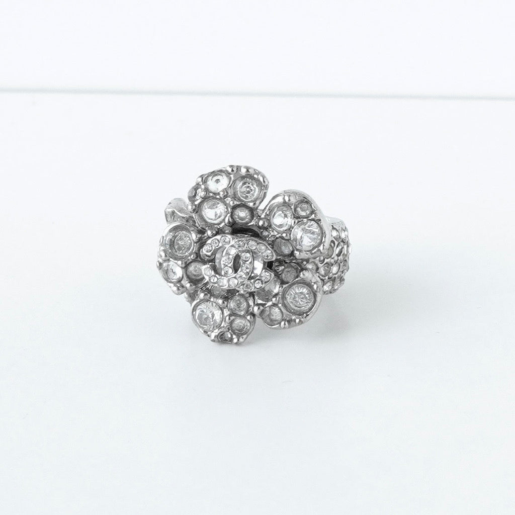 シャネル 2007SS ココマーク カメリア ラインストーン シルバー 指輪 リング 12.5号