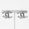 Chanel 2017 Twisted Coco Mark Rhinestone Earrings in Silver