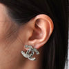 Chanel 2017 Twisted Coco Mark Rhinestone Earrings in Silver