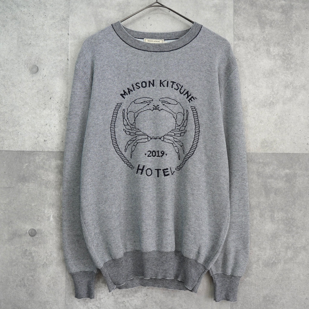 メゾン キツネ ホテル 2019 クラブ ロゴ ニット グレー