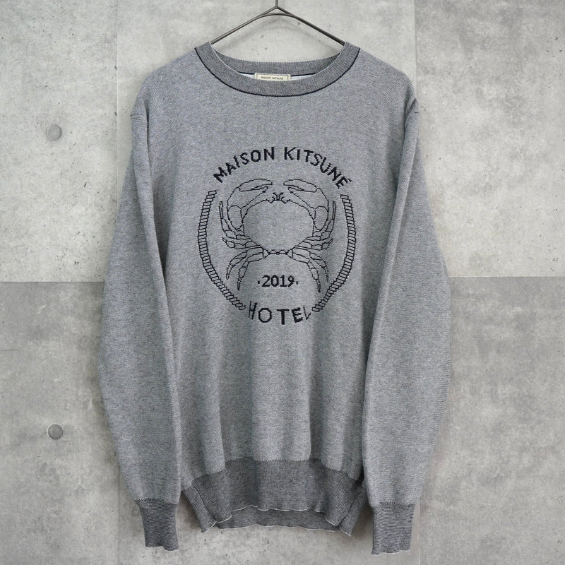 メゾン キツネ ホテル 2019 クラブ ロゴ ニット グレー - NEWSED