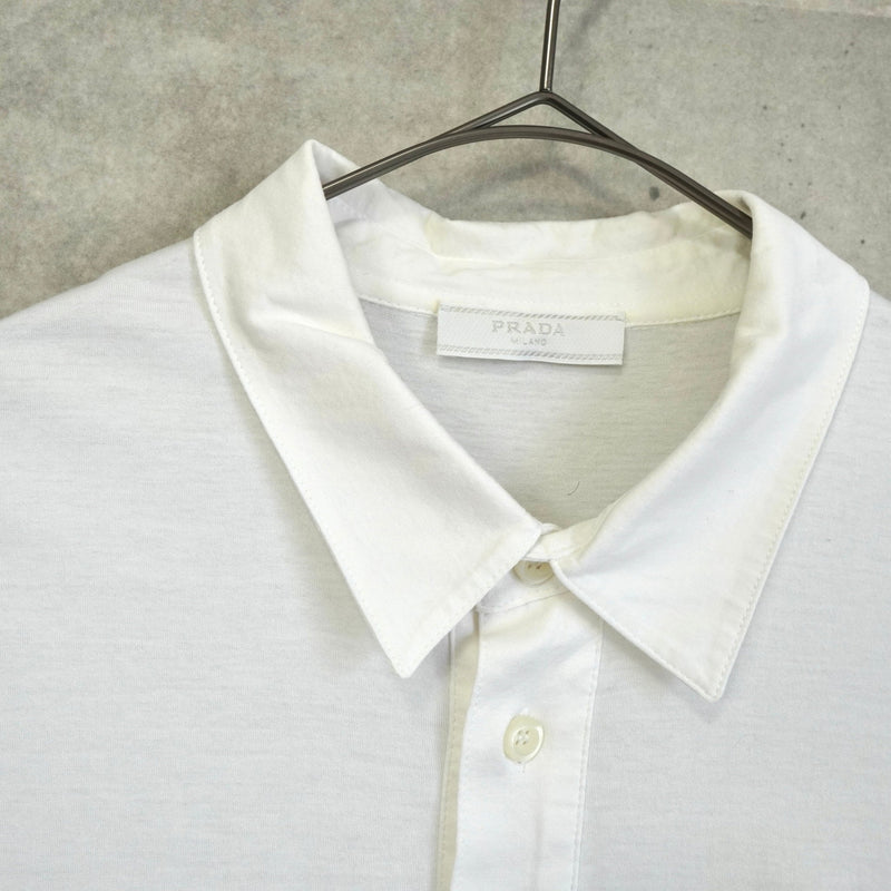 プラダ 2021SS ロゴ タグ ポケット 半袖ポロシャツ ホワイト Prada 2021SS 徽标标签口袋短袖 Polo 衫 白色 | ブランド古着を扱う