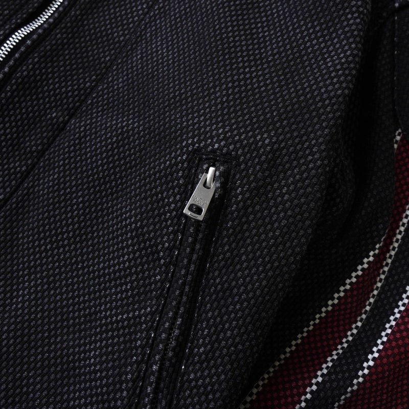 ビューティフルピープル 2022 - 2023AW バックロゴ コットン ライダースジャケット ブラック / ボルドー - NEWSED