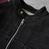 ビューティフルピープル 2022 - 2023AW バックロゴ コットン ライダースジャケット ブラック / ボルドー - NEWSED