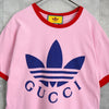 Gucci x Adidas 2022SS Trefoil Logo Ringer T-Shirt in Pink