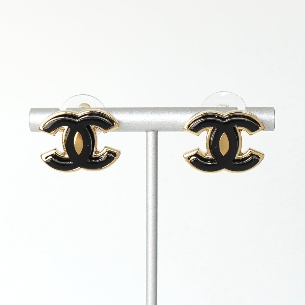 Chanel 2023 Coco Mark 耳环（GP 金色/黑色）
