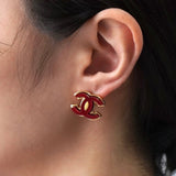 シャネル 2023年製 ココマーク ピアス GPゴールド / レッド - NEWSED