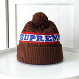 シュプリーム 2024AW Big Stripe Beanie ニット帽 ブラウン - NEWSED