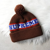 シュプリーム 2024AW Big Stripe Beanie ニット帽 ブラウン - NEWSED