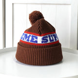 シュプリーム 2024AW Big Stripe Beanie ニット帽 ブラウン - NEWSED