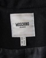 モスキーノ ジーンズ ノースリーブ ジップアップ ダブル ジャケット コート ウエストベルト付き ブラック サイズ40 レディース