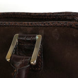 ロエベ アマソナ28 スエード / クロコ ハンドバッグ ブラウン