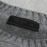 プラダ ロゴ カシミヤ ウール ニット グレー レディース