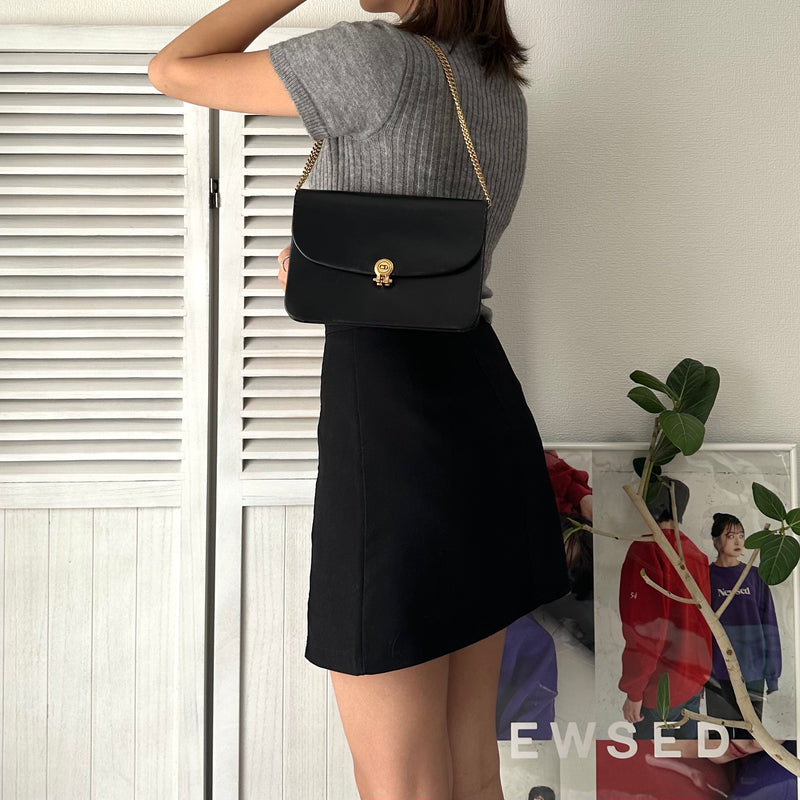 Chain Leather Shoulder Bag｜Made in France