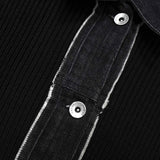 サカイ デニム ドッキング ウール ニット カーディガン ブラック / グレー