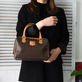 セリーヌ マカダム PVC レザー ミニボストンバッグ ハンドバッグ ブラウン