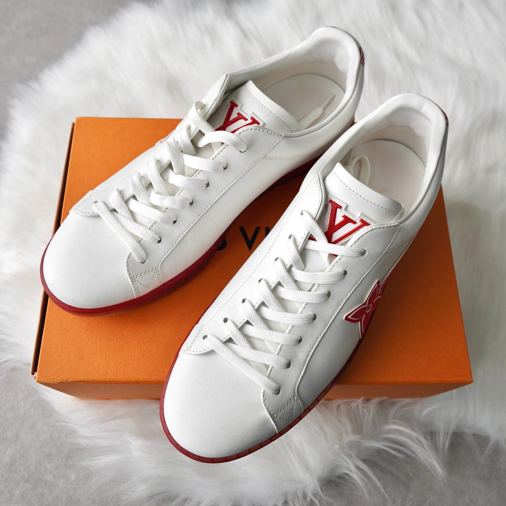 Louis Vuitton 21AW Luxembourg Samothrace Line Low Cut Sneakers White/Red 6 with Box