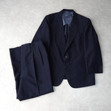 イヴ サンローラン ヴィンテージ ストライプ柄 シングル テーラードジャケット ツータック スラックス セットアップ ネイビー メンズ