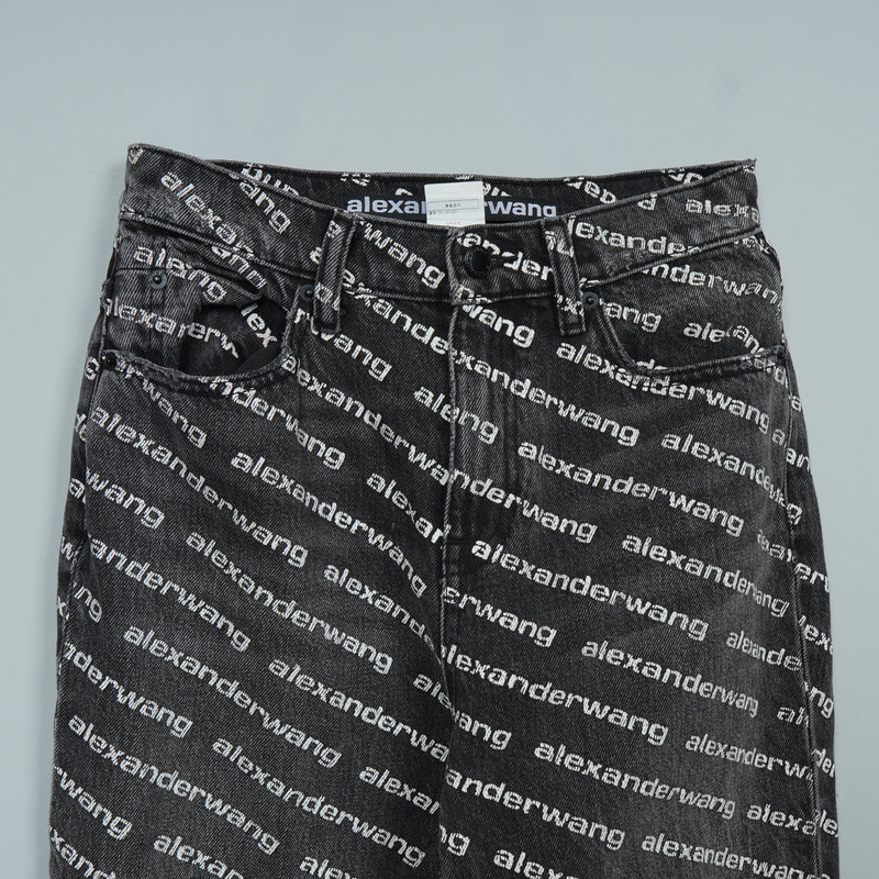 アレキサンダー ワン ロゴ 総柄 デニム ブラック レディース