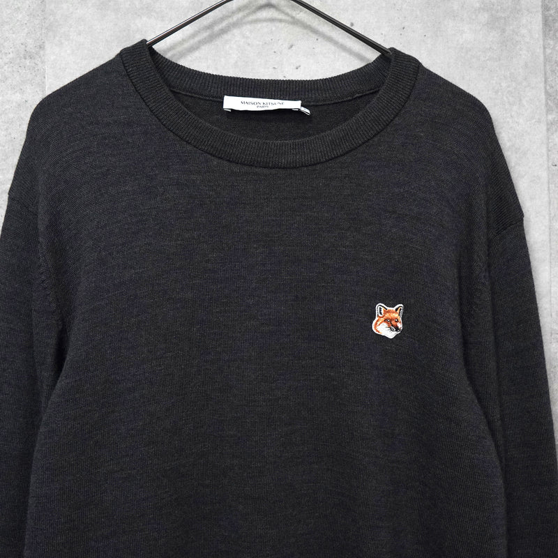 メゾン キツネ フォックスロゴ ニット グレー