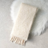 ロエベ アナグラム レザーパッチ モヘア マフラー ホワイト