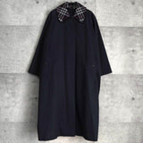 バーバリー ヴィンテージ ノバチェック襟 ウールライナー付き ステンカラーコート ネイビー メンズ