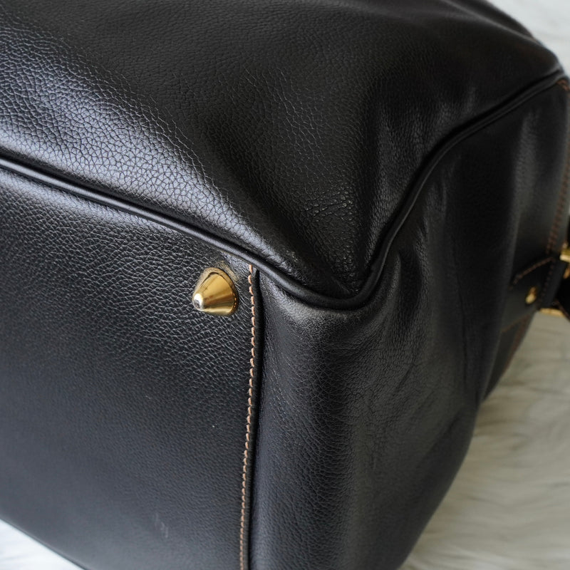 Dunhill Leather 2-Way Boston Bag in Black