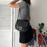 Studs Leather Shoulder Bag