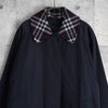 バーバリー ヴィンテージ ノバチェック襟 ウールライナー付き ステンカラーコート ネイビー メンズ