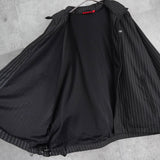 シュプリーム 24AW 筆記体ロゴ 刺繍 ピンストライプ トラックジャケット ナイロンジャケット 収納フード ブラック - NEWSED