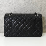 シャネル ターンロック マトラッセ25 キャビアスキン ダブルフラップ チェーンショルダーバッグ トートバッグ ブラック シルバー - NEWSED