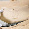 シャネル ターンロック マトラッセ25 キャビアスキン ダブルフラップ チェーンショルダーバッグ トートバッグ ベージュ