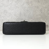 シャネル ターンロック マトラッセ25 キャビアスキン ダブルフラップ チェーンショルダーバッグ トートバッグ ブラック シルバー - NEWSED