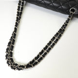 シャネル ターンロック マトラッセ25 キャビアスキン ダブルフラップ チェーンショルダーバッグ トートバッグ ブラック シルバー - NEWSED