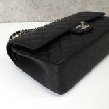 シャネル ターンロック マトラッセ25 キャビアスキン ダブルフラップ チェーンショルダーバッグ トートバッグ ブラック シルバー - NEWSED