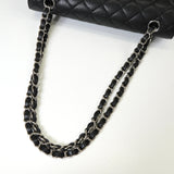 シャネル ターンロック マトラッセ25 キャビアスキン ダブルフラップ チェーンショルダーバッグ トートバッグ ブラック シルバー - NEWSED