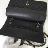 シャネル ターンロック マトラッセ25 キャビアスキン ダブルフラップ チェーンショルダーバッグ トートバッグ ブラック シルバー - NEWSED