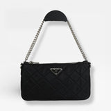 プラダ キルティング トライアングルロゴ テスート ナイロン 2way ショルダーバッグ チェーン ハンドバッグ ブラック