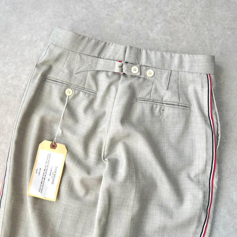 トムブラウン シルク混紡 サイドライン スラックス ライトグレー タグ付き未使用品