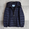 プラダ トライアングルロゴ フーデッド ダウンコート ダウンジャケット ネイビーパープル レディース