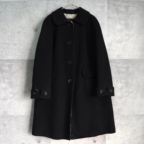 バーバリー ロンドン ノバチェック裏地 カシミア ウール ステンカラーコート レディース ブラック